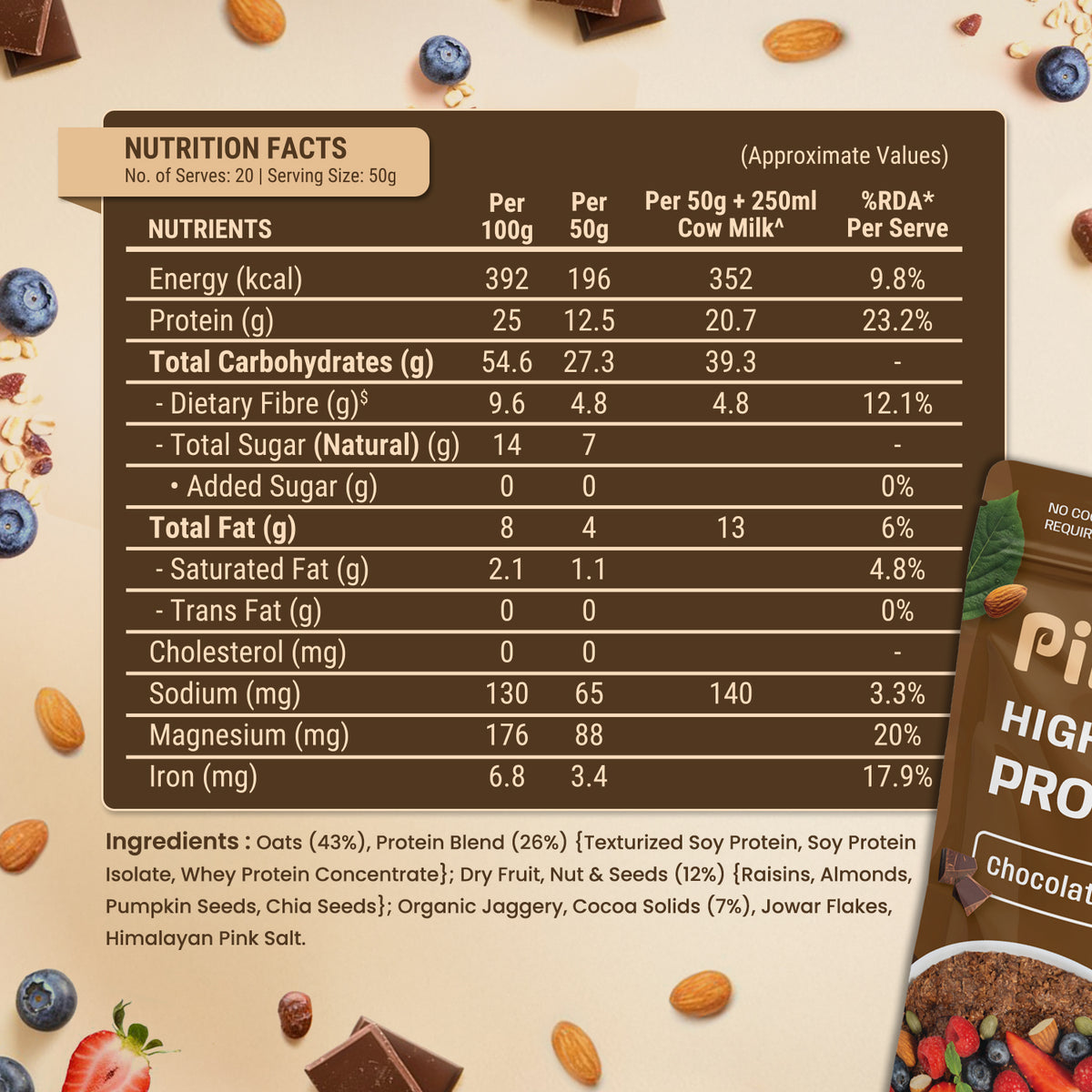Pintola High protein oats choclate flavour